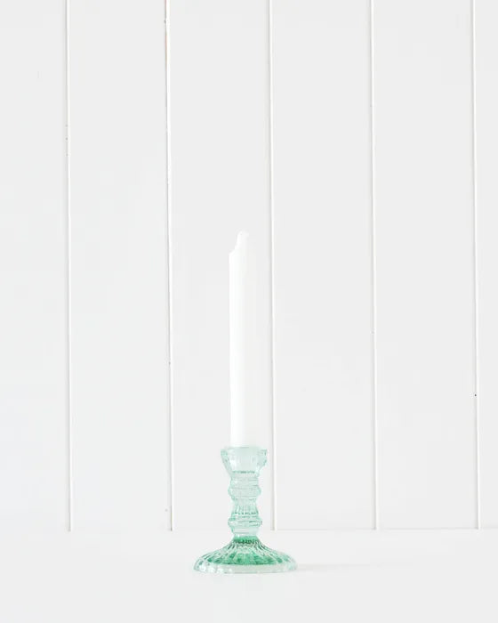 Emerald Glass Pillar Candle Holder