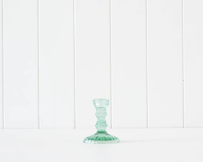 Emerald Glass Pillar Candle Holder