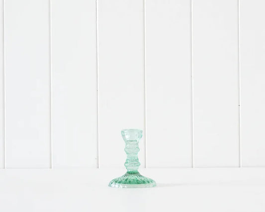 Emerald Glass Pillar Candle Holder