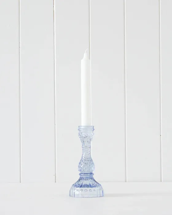 Cornflower Blue Glass Pillar Candle Holder