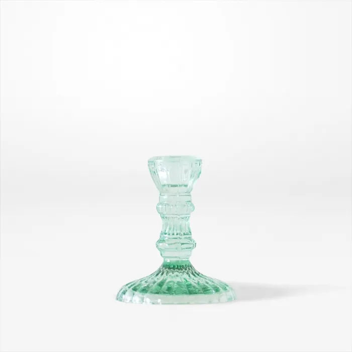 Emerald Glass Pillar Candle Holder