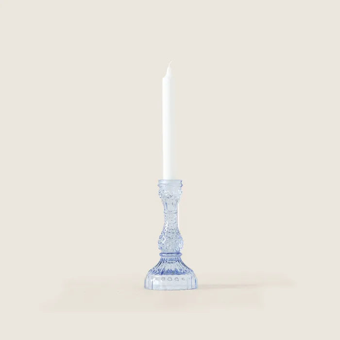 Cornflower Blue Glass Pillar Candle Holder