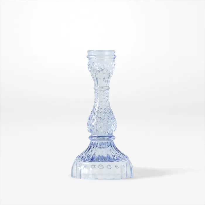 Cornflower Blue Glass Pillar Candle Holder