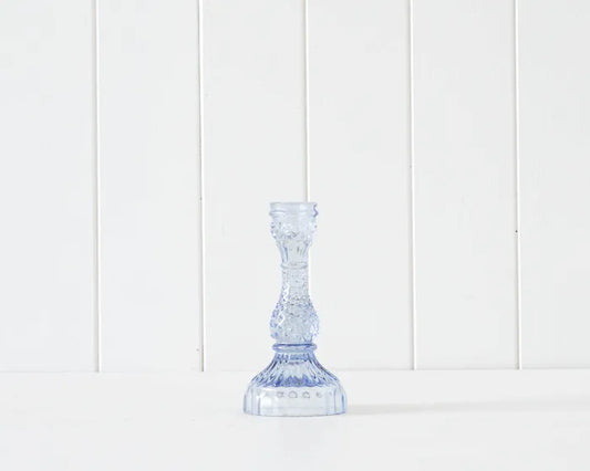 Cornflower Blue Glass Pillar Candle Holder