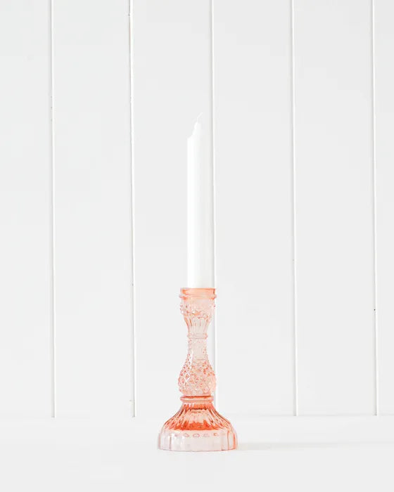 Peach Pillar Glass Candle Holder