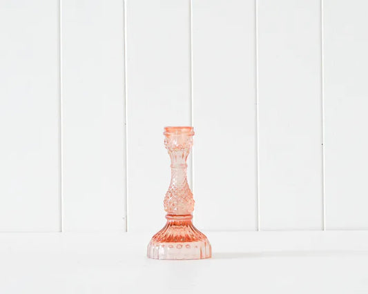 Peach Pillar Glass Candle Holder