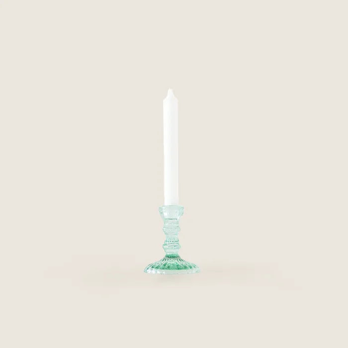 Emerald Glass Pillar Candle Holder