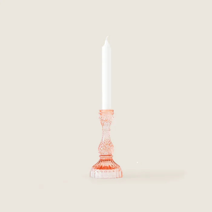 Peach Pillar Glass Candle Holder