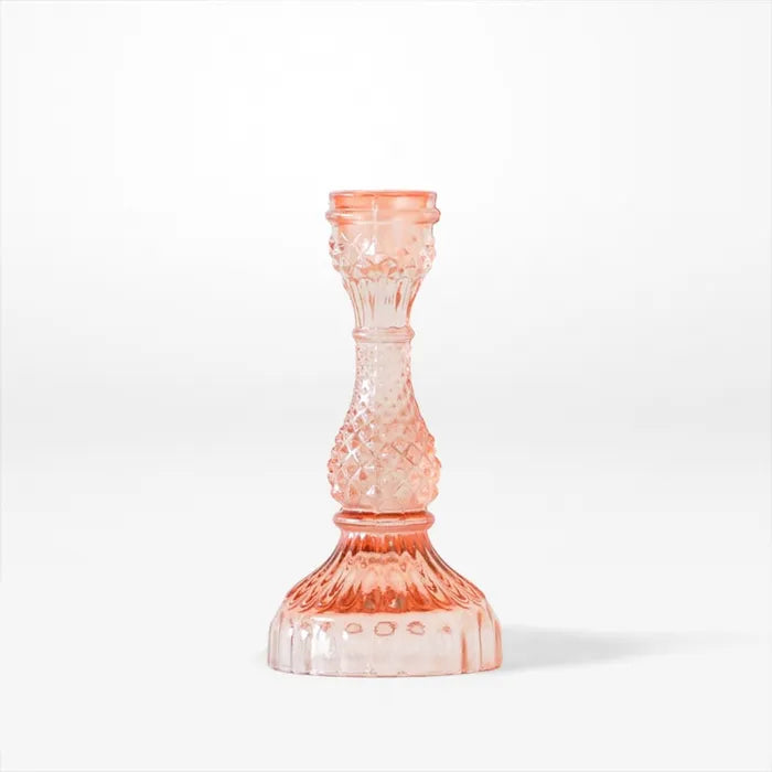 Peach Pillar Glass Candle Holder